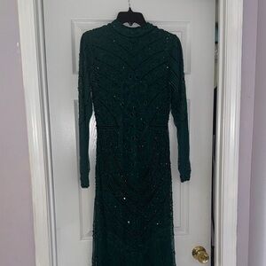 Chic Long Sleeve Green Dress